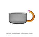 Contrasting Color Heat Resistant Glass Teapot and Cups: Grey Cup