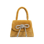 sabrina gold mini velvet top handle bag