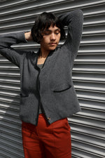 v-neck pockets trimmed cardigan