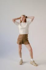 mid-sleeves ribbed top