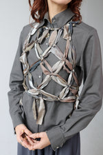 connect 2 handknitted silk cropped halter tie top