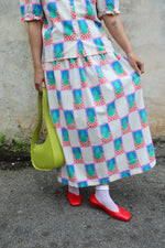 pear pattern evasé skirt