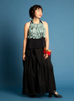 connect 2 handknitted silk cropped halter tie top