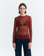 tere red sheer top