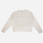 cable cotton crewneck sweater in natural