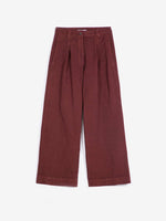 pleated twill wide-leg pants