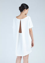 angle open back dress