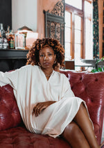 muse dress in silk noil