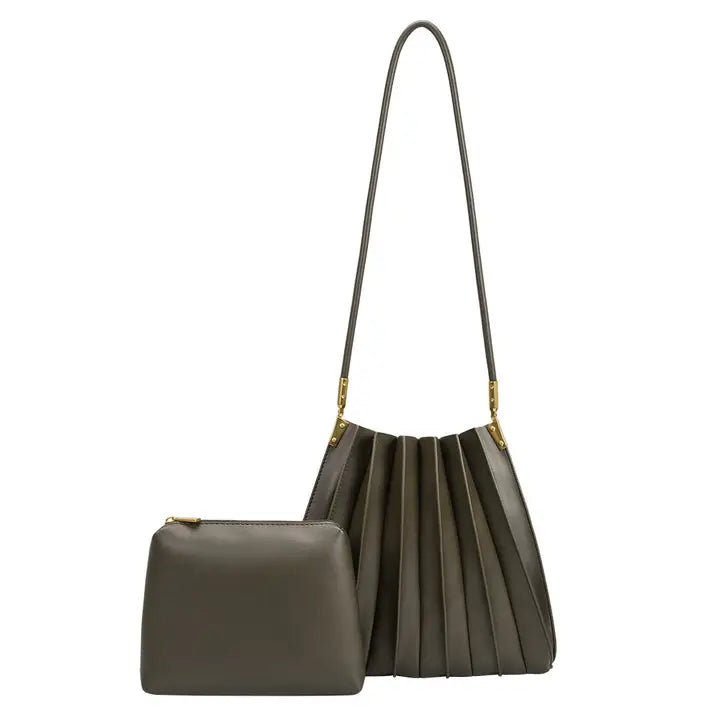 carrie pleated vegan shoulder bag
