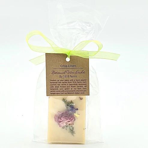 crisp linen botanical wax sachet