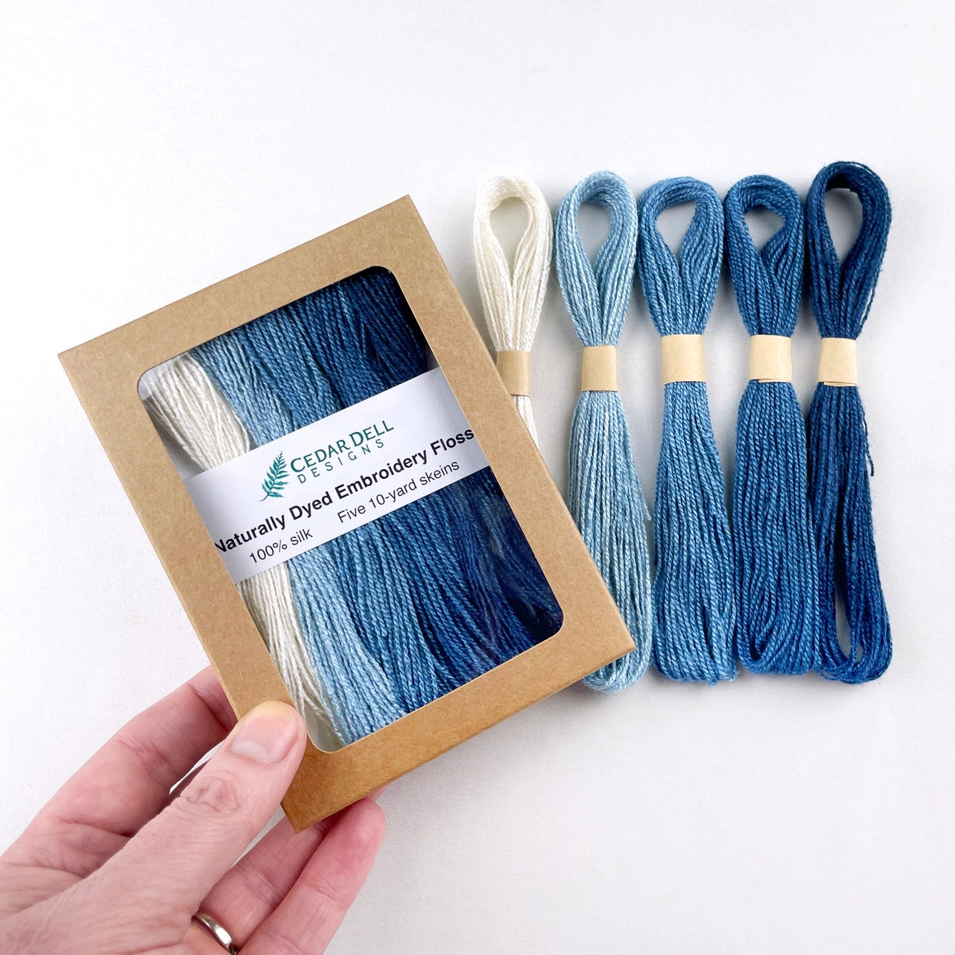 indigo dyed silk embroidery floss