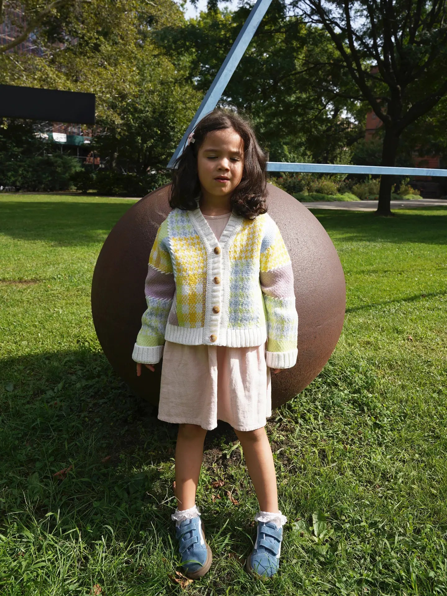 patchwork cardigan mini in lime multi