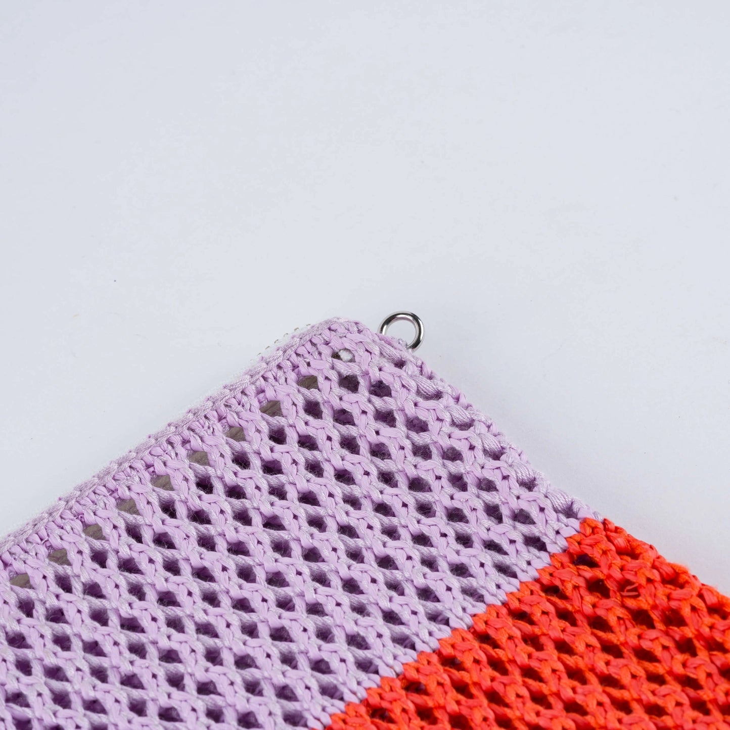 colorblock raffia pouch