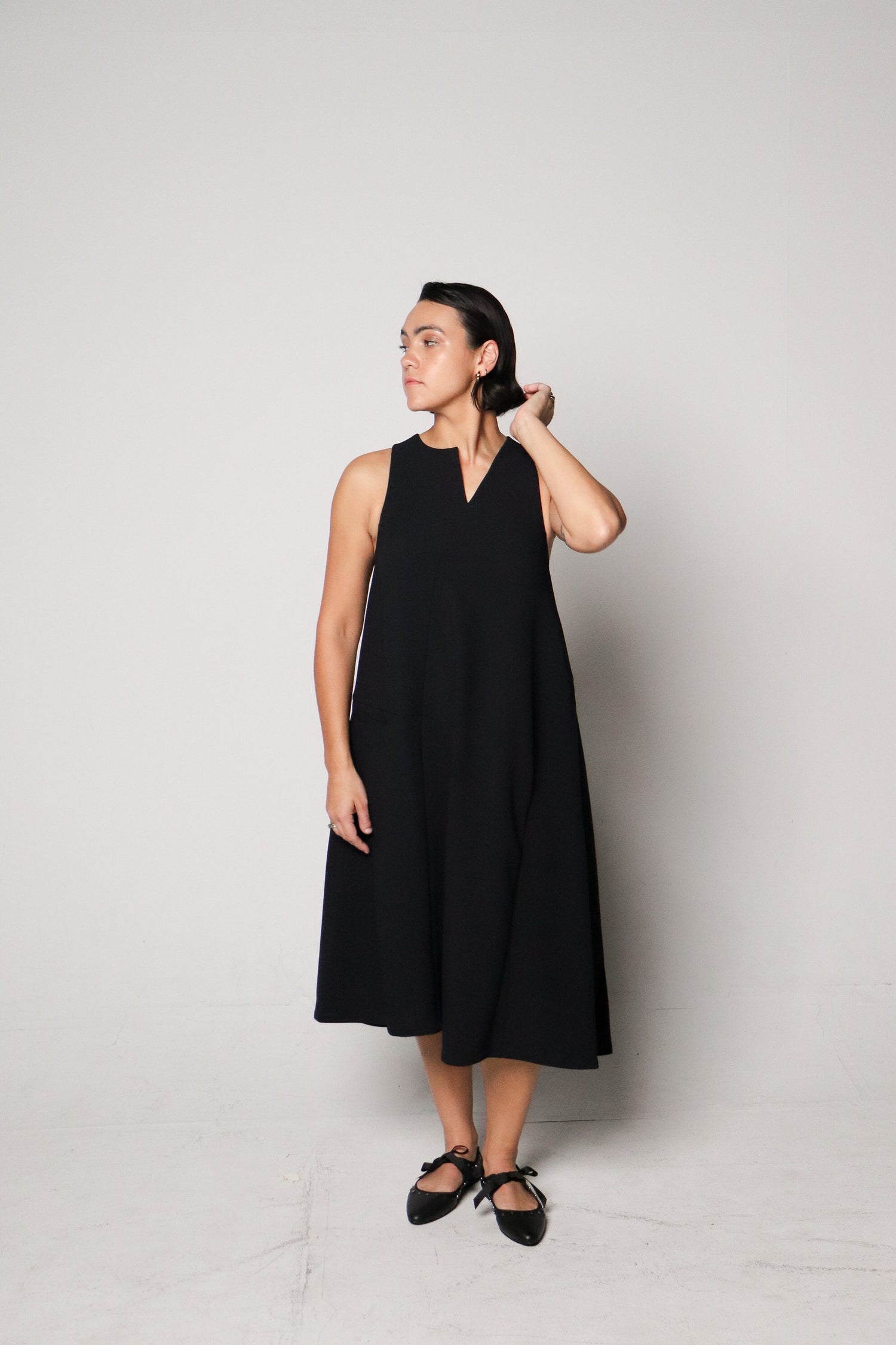 diagonal xéo a-line pocket dress