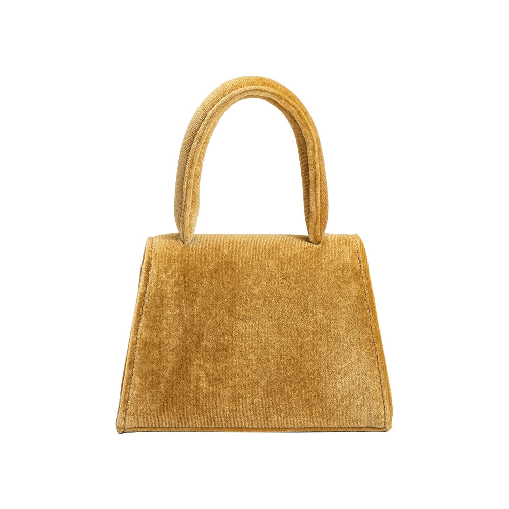 sabrina gold mini velvet top handle bag