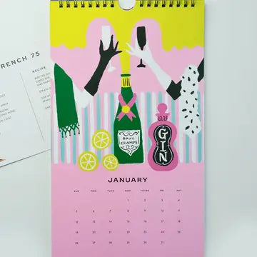 cocktail 2025 wall calendar