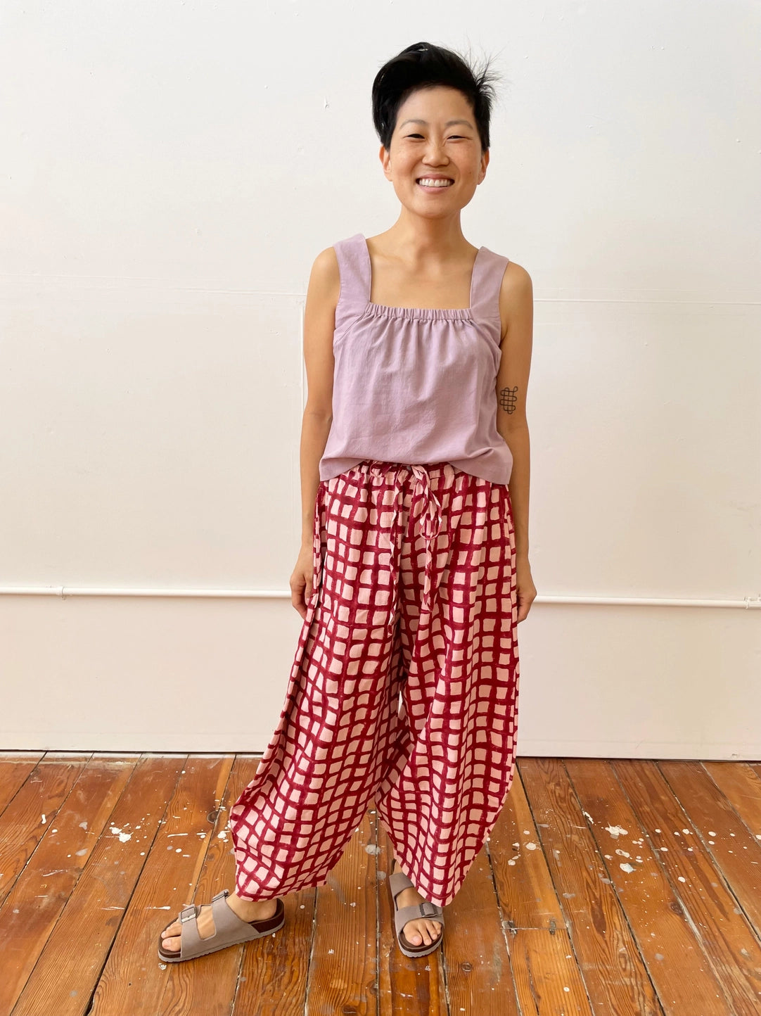 marius pant madder and pink check