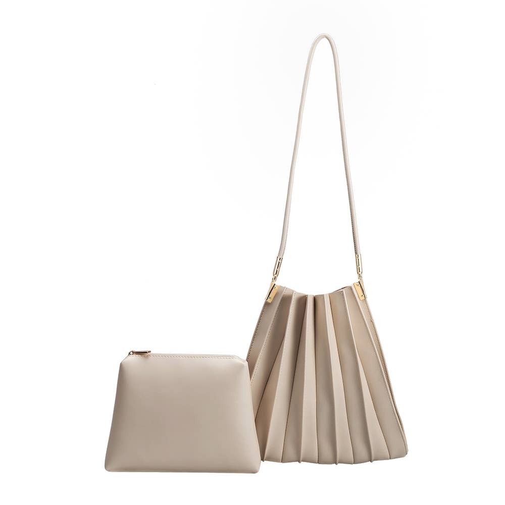 carrie pleated vegan shoulder bag