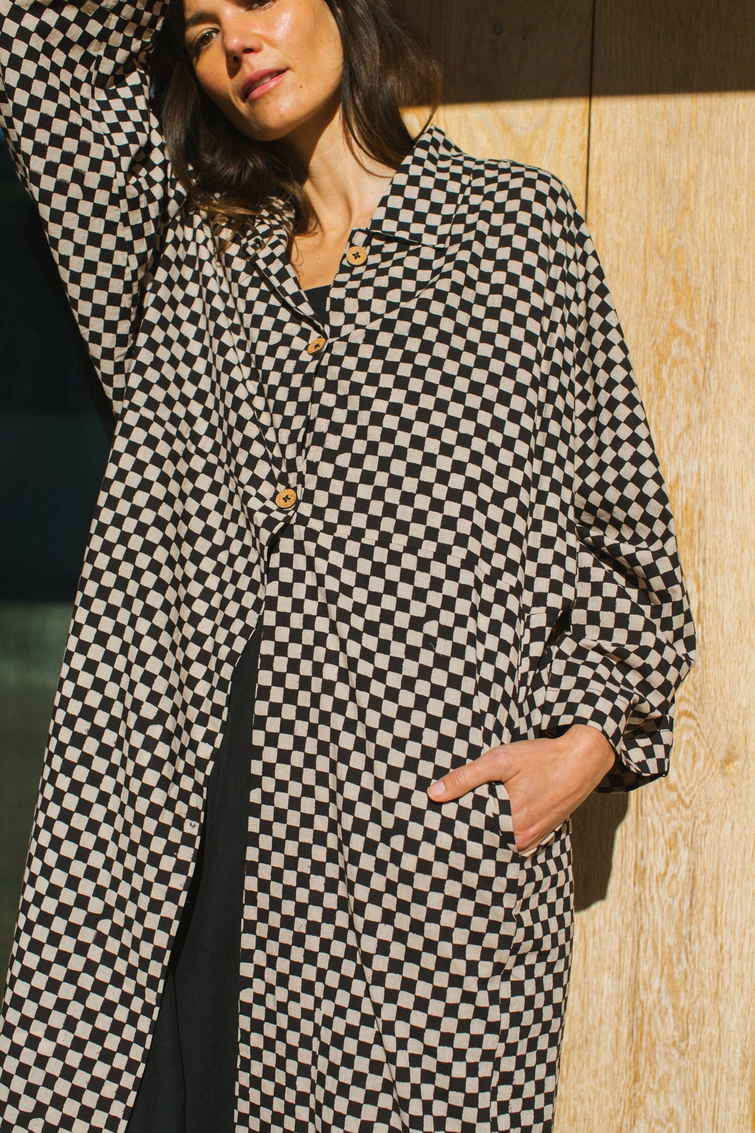 checkered duster jacket