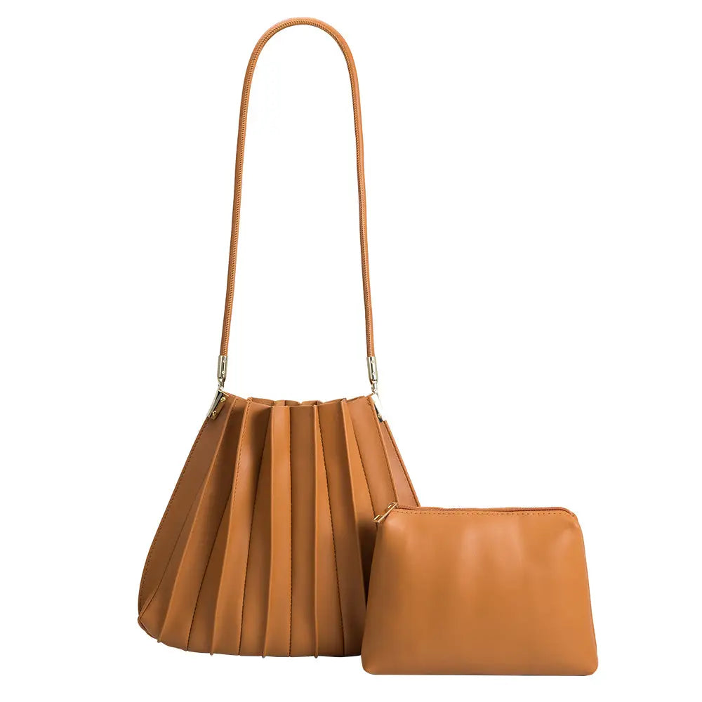 carrie pleated vegan shoulder bag