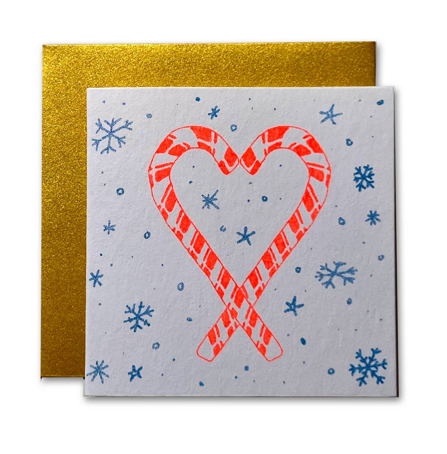 Candy Cane Heart Risograph Tiny Card: Single