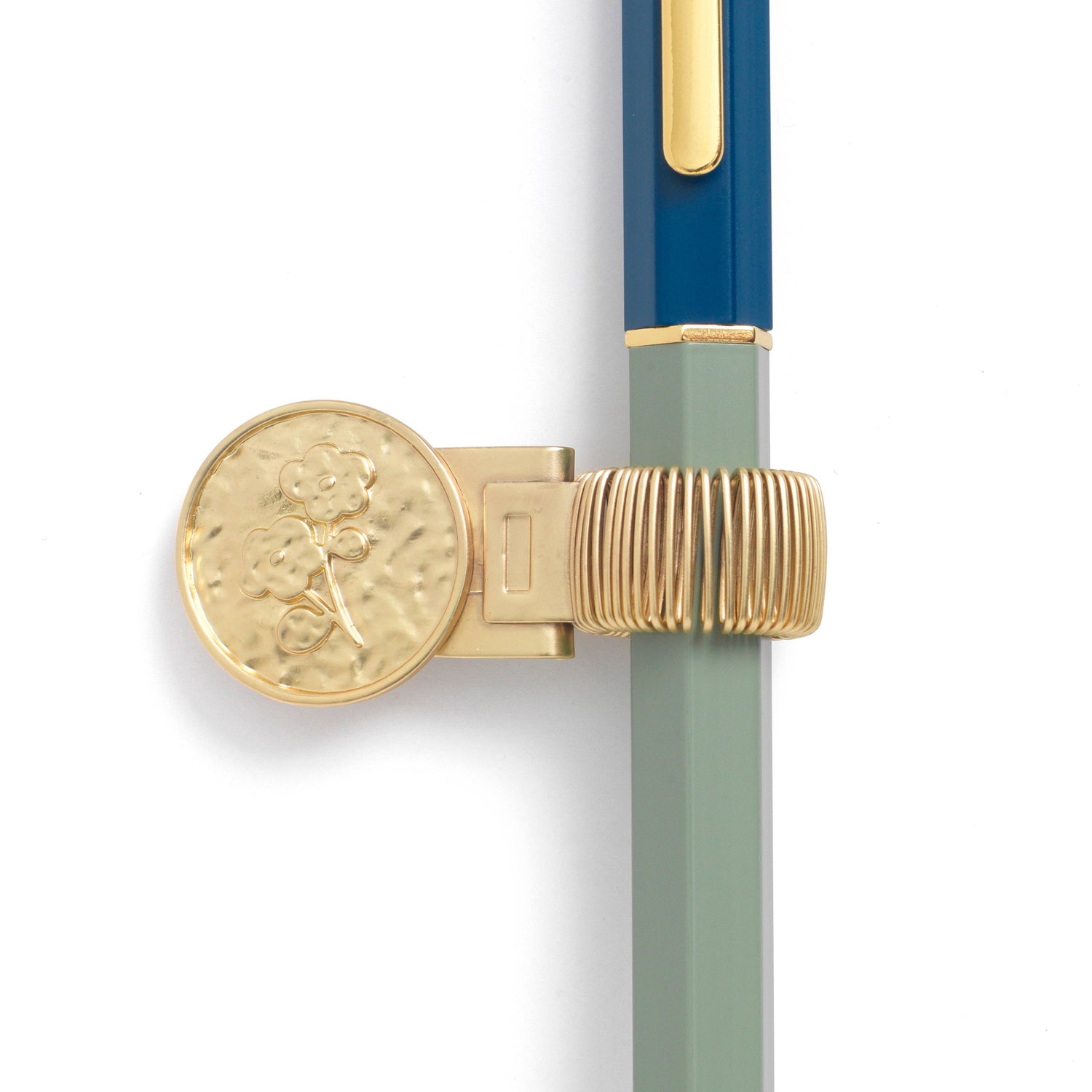 floral coin brass pen clip