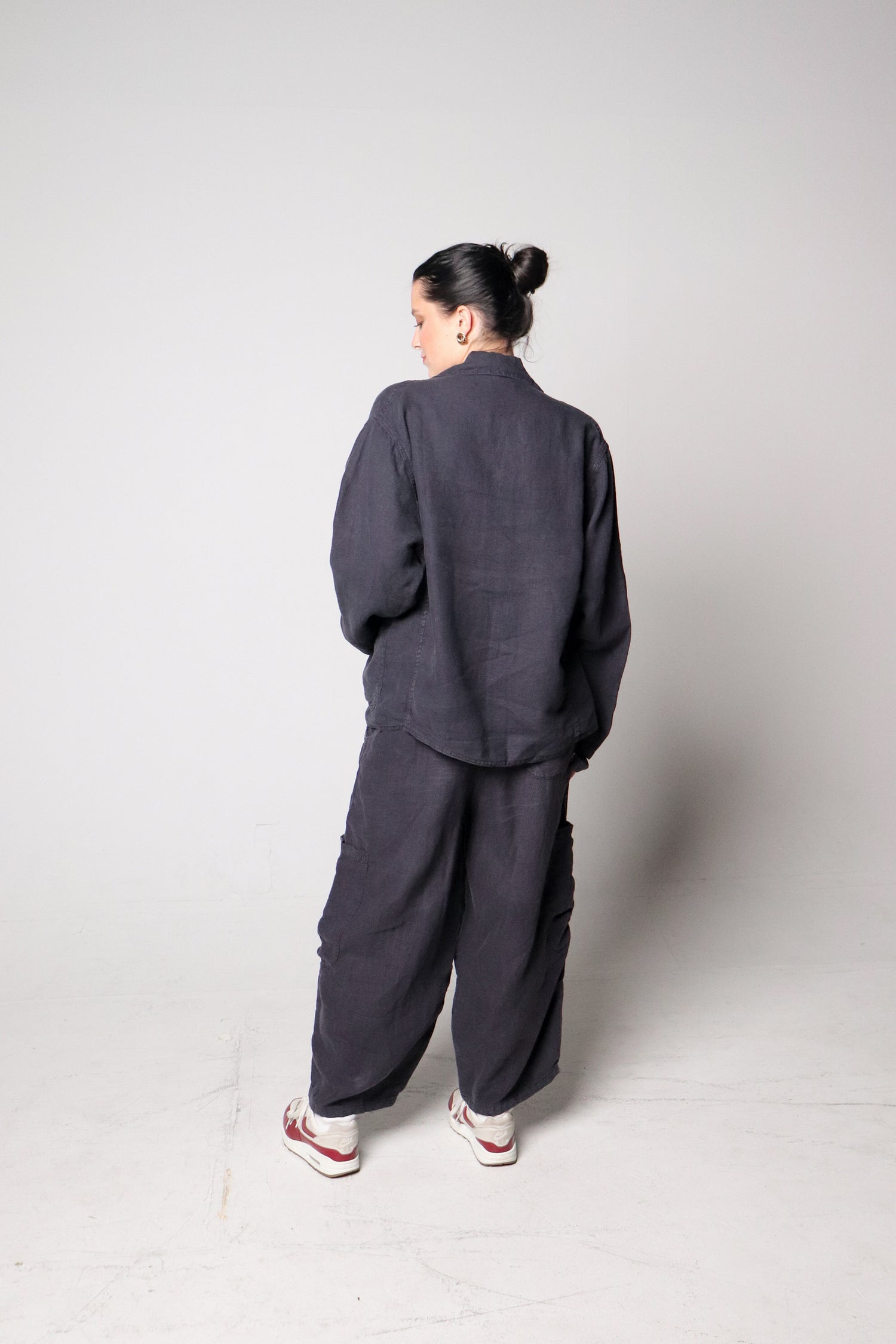 f.d.a. black sesame linen forager coat