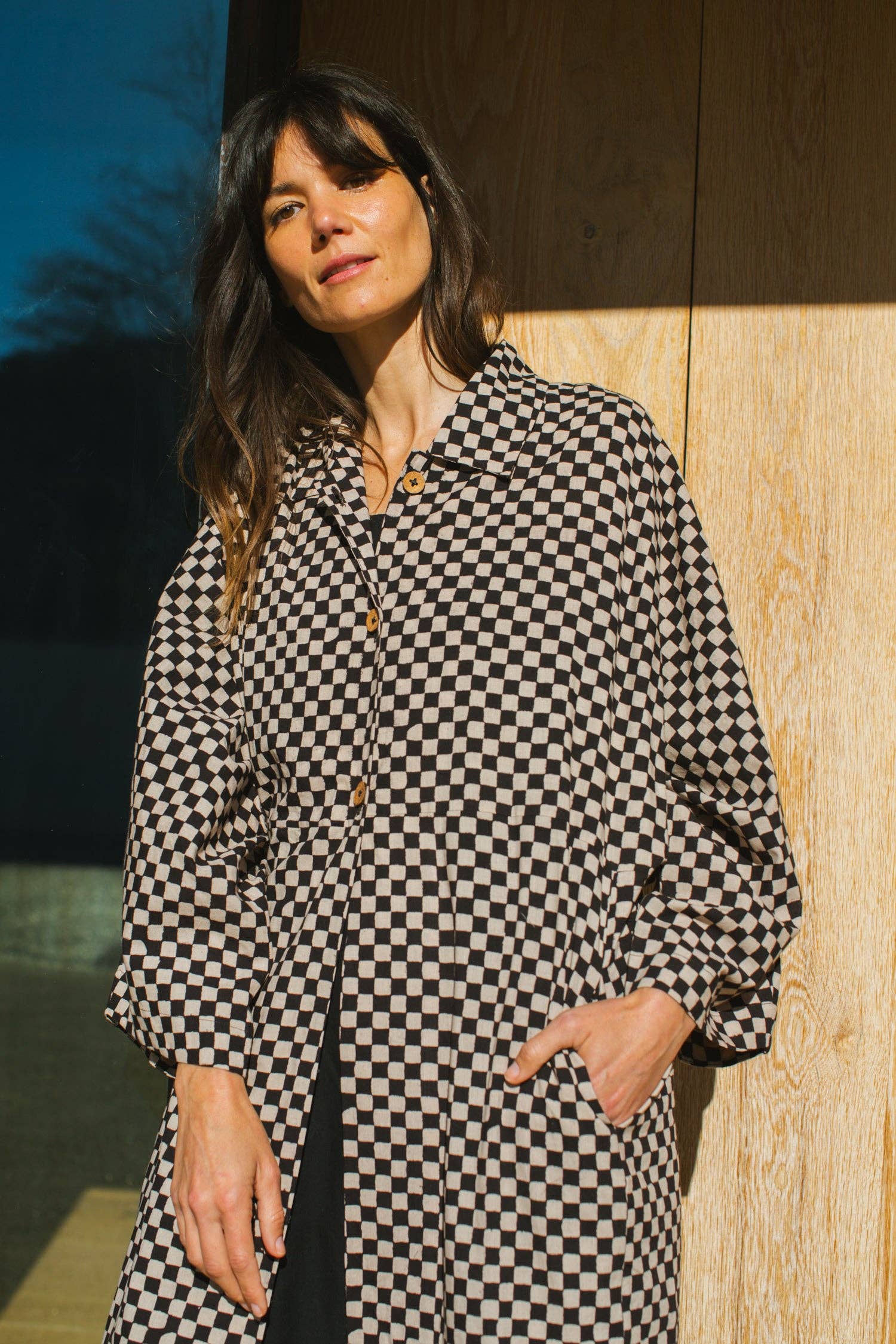 checkered duster jacket