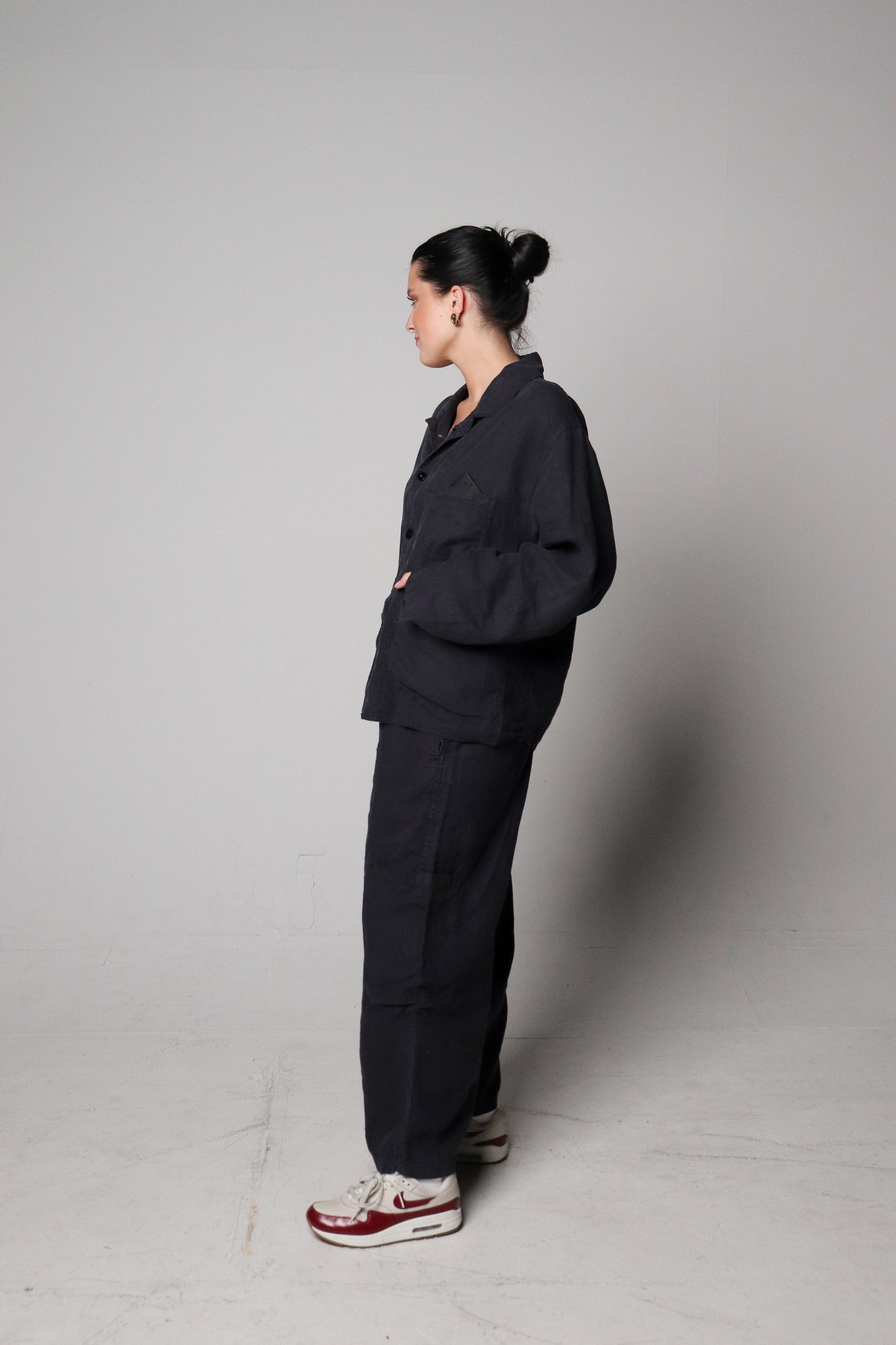 f.d.a. black sesame linen forager coat
