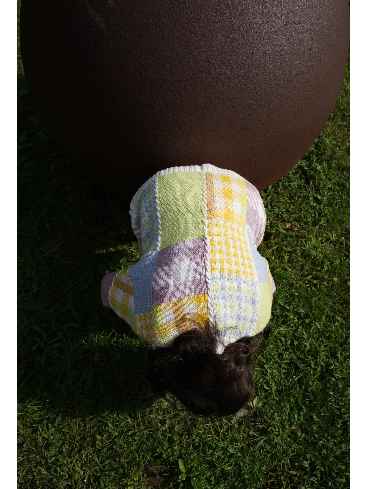 patchwork cardigan mini in lime multi