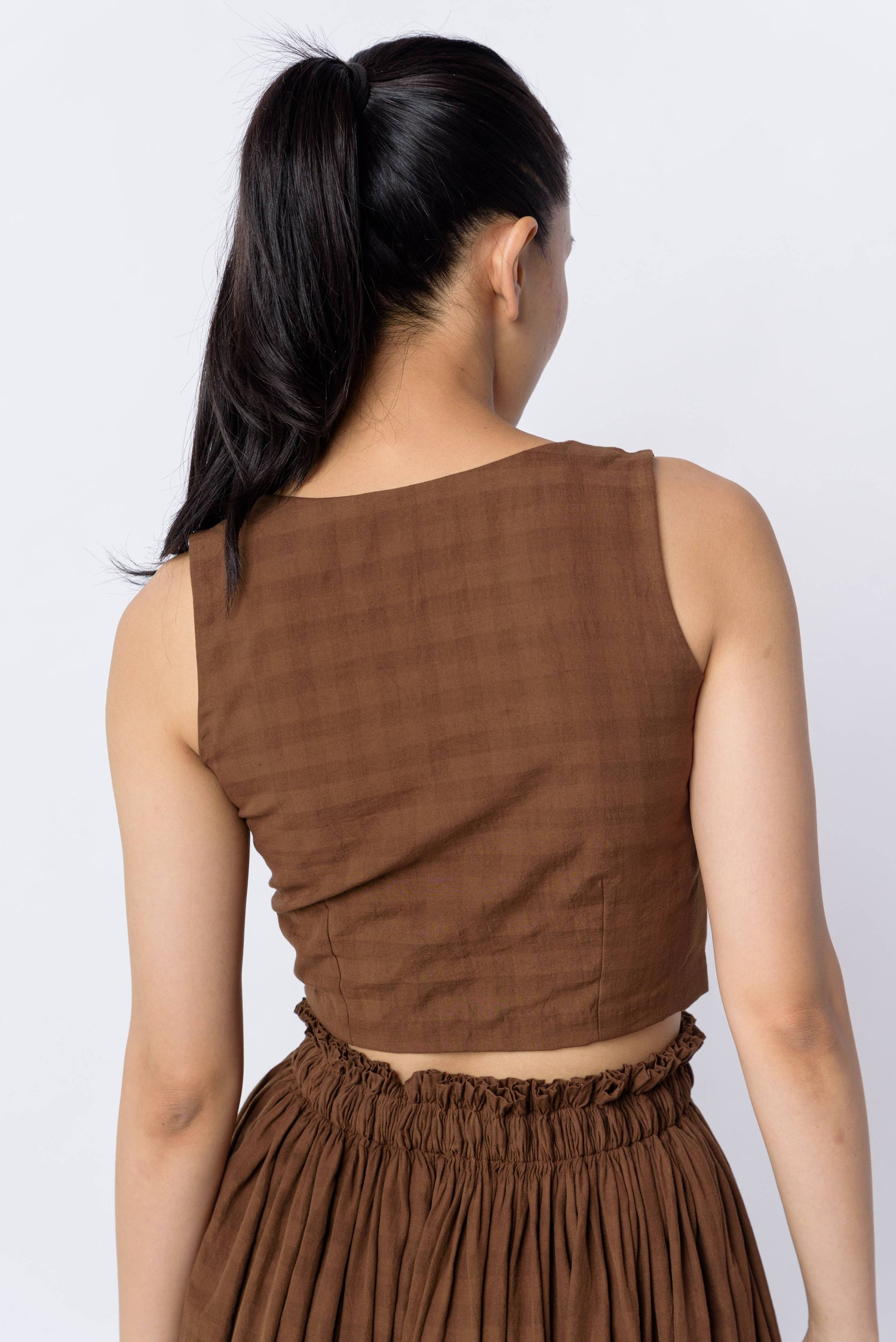 antique brown pull-on skirt with top set