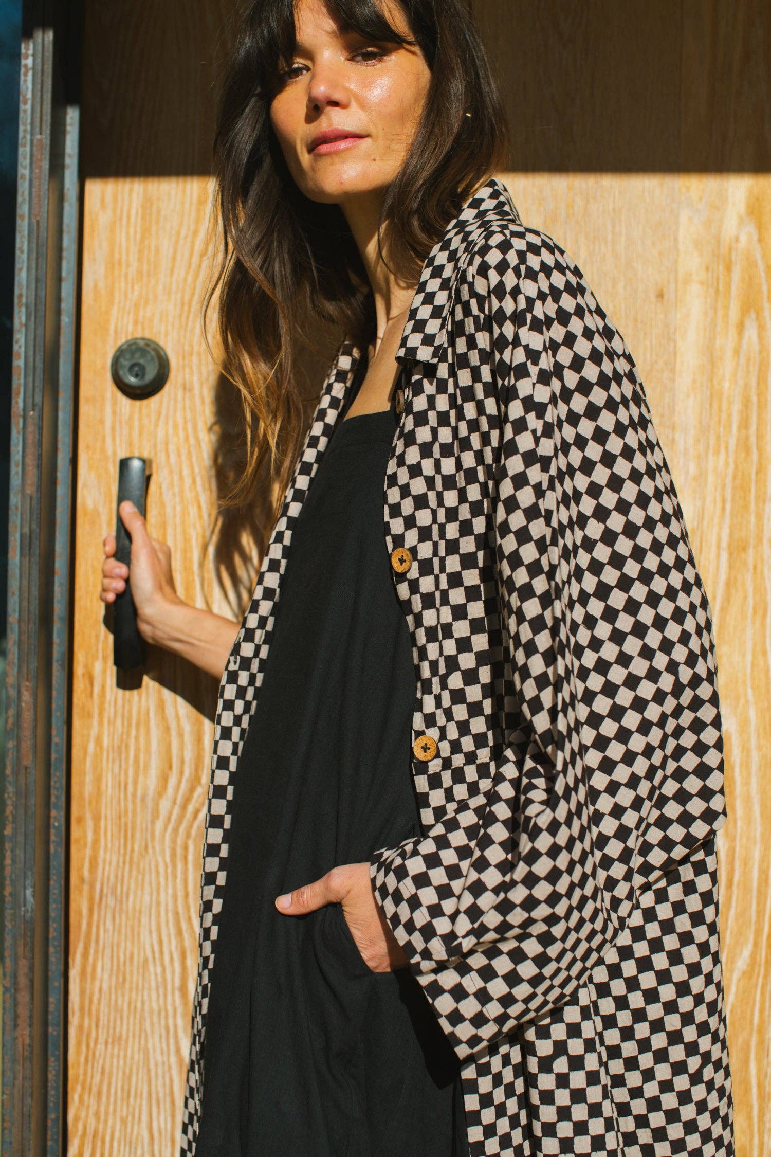 checkered duster jacket