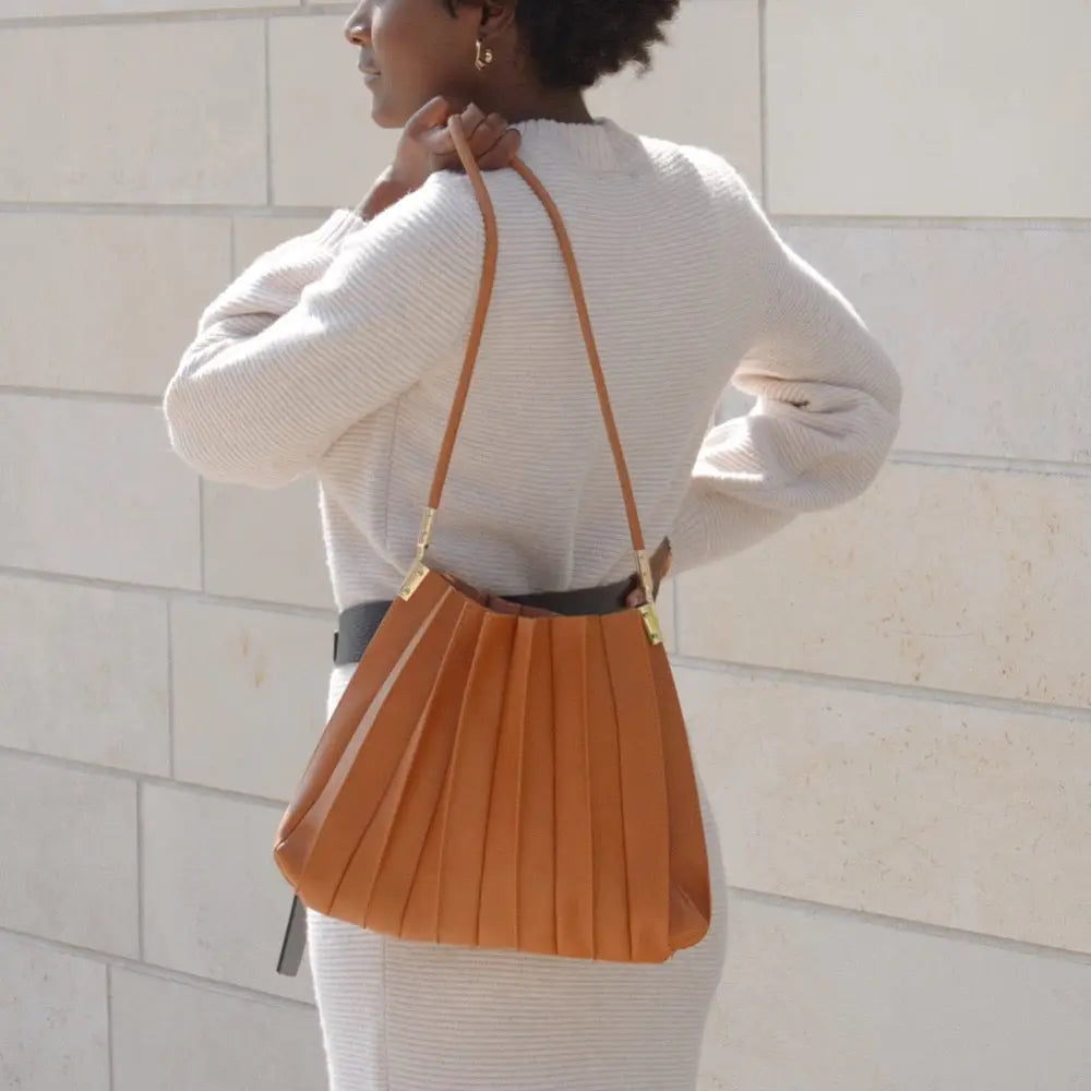 carrie pleated vegan shoulder bag