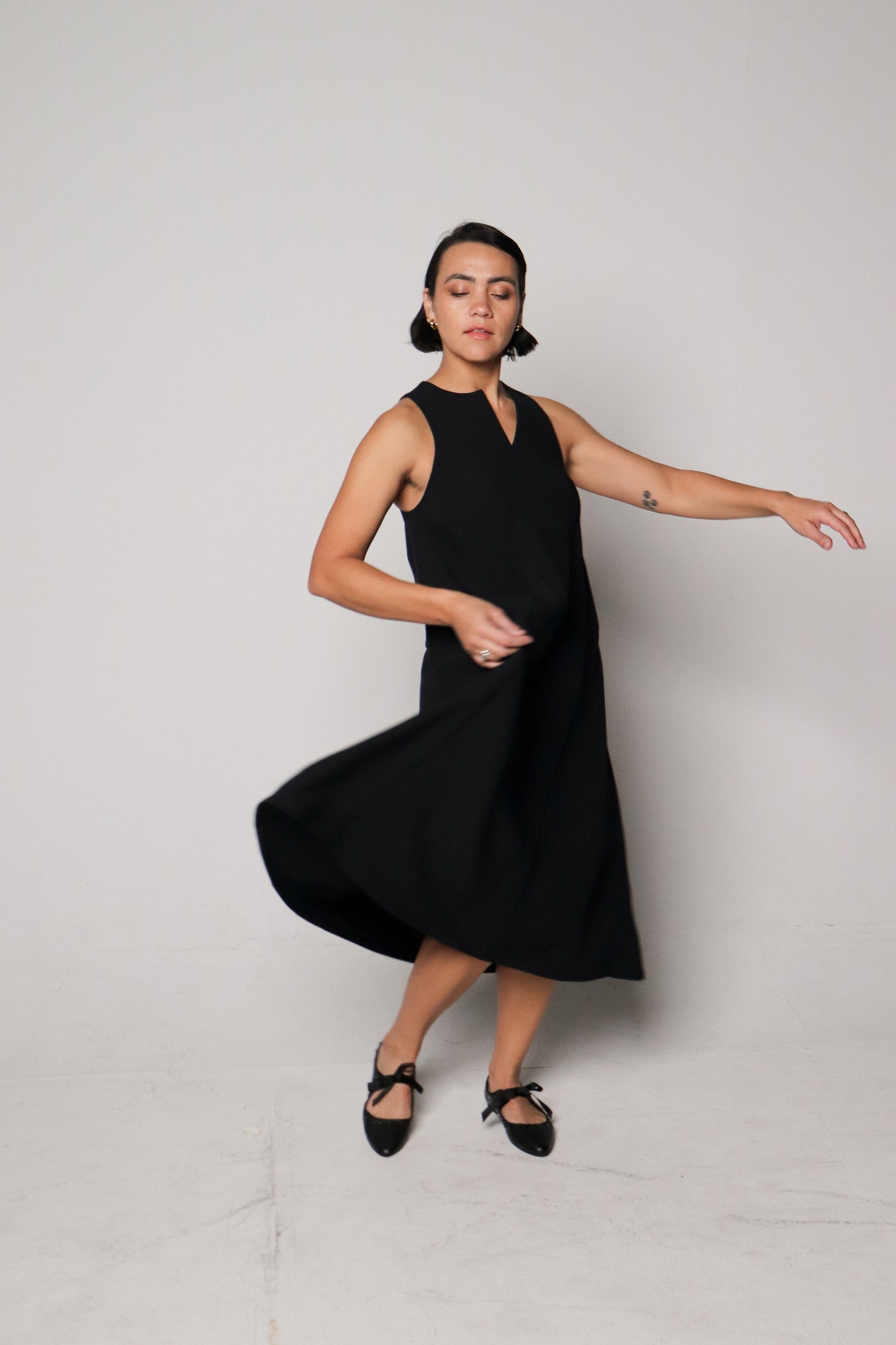 peak leather ballet flat