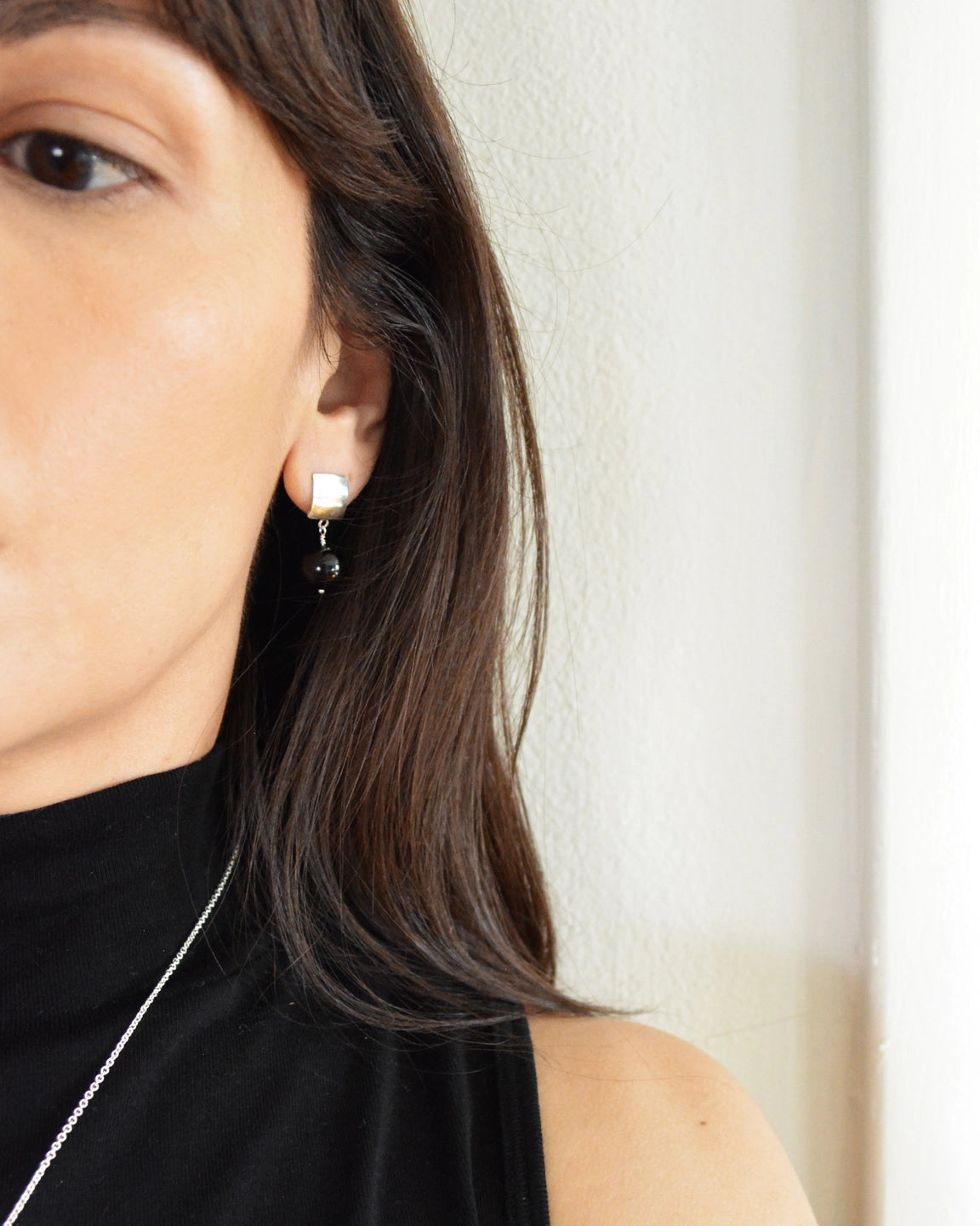 silver onyx earrings