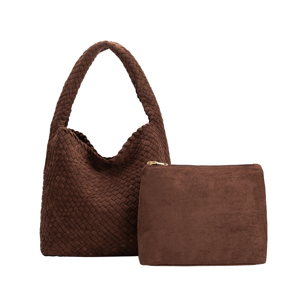 johanna tobacco suede vegan shoulder bag