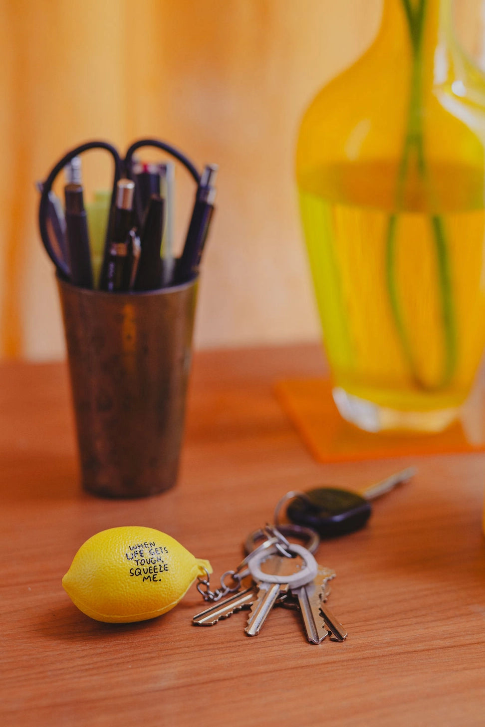 lemon stress ball keychain