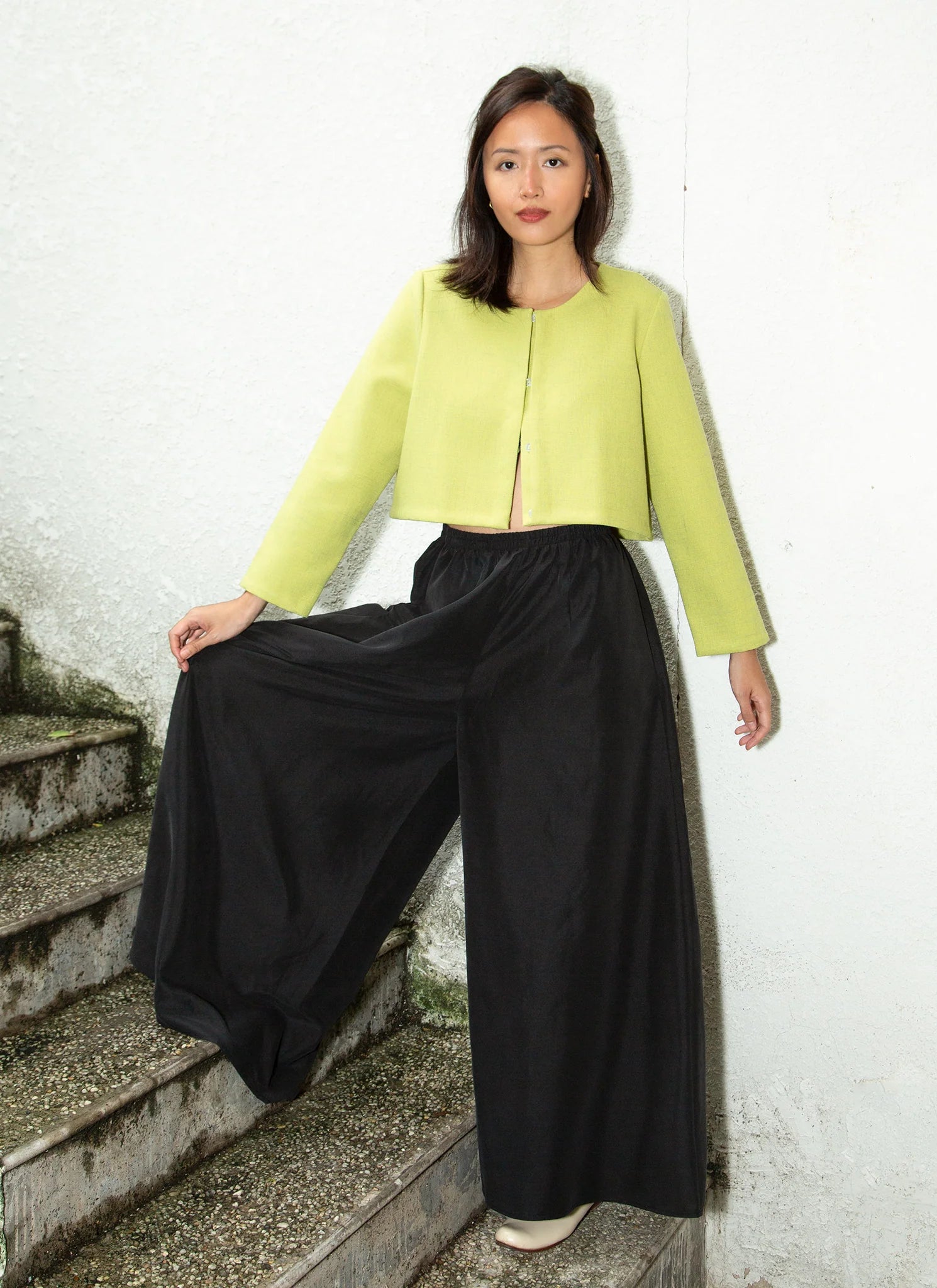 ochna long wide leg pocket pant w/ elastic