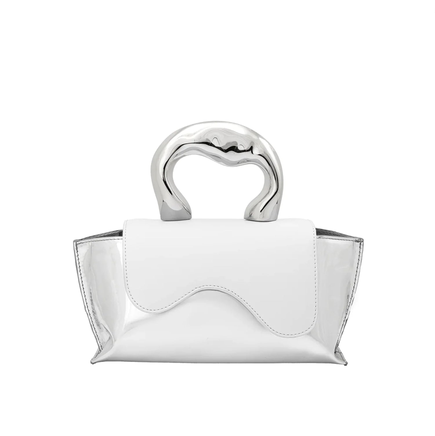 akari white recycled vegan top handle bag