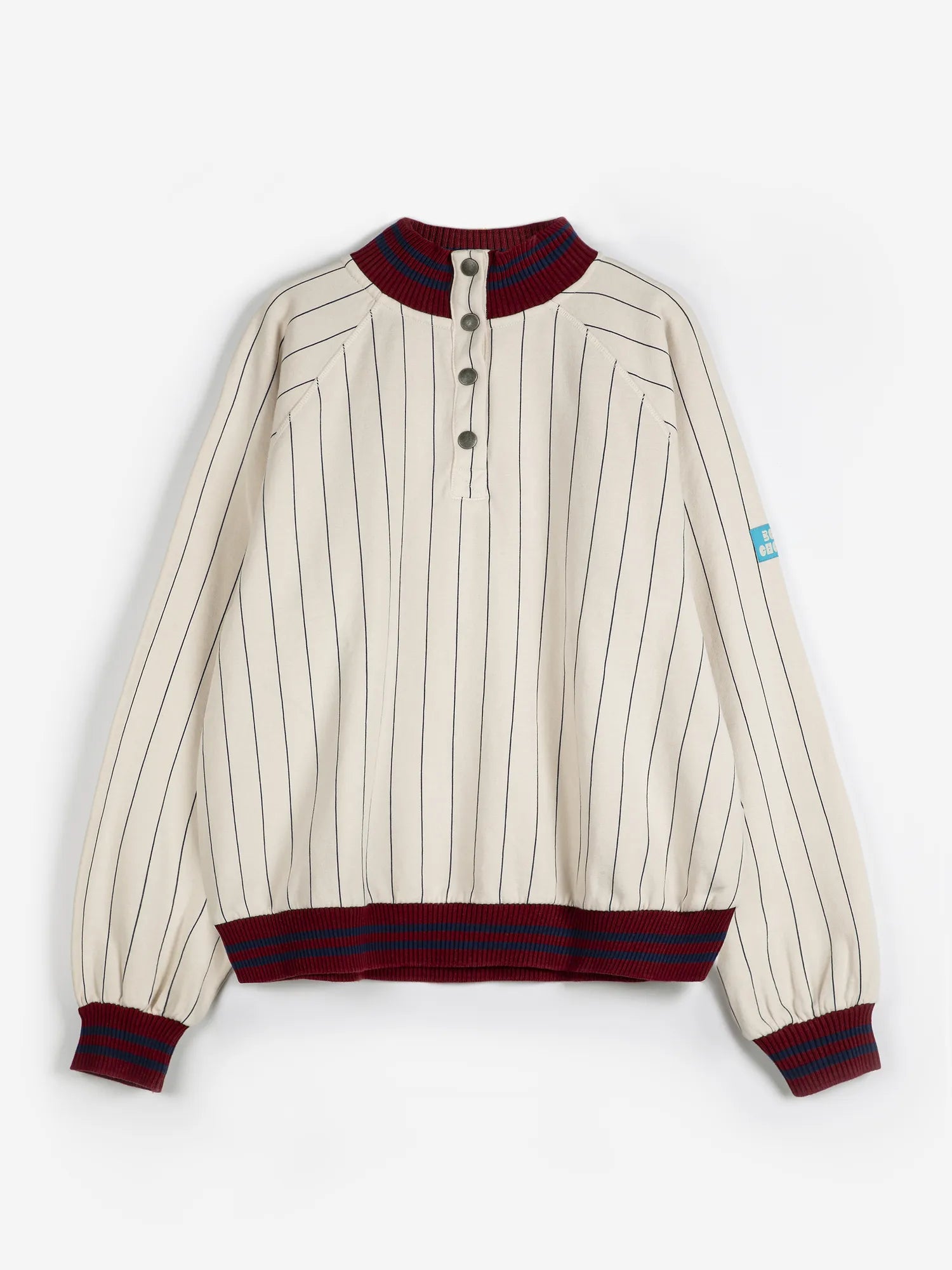 striped high neck relaxed sweatshirt