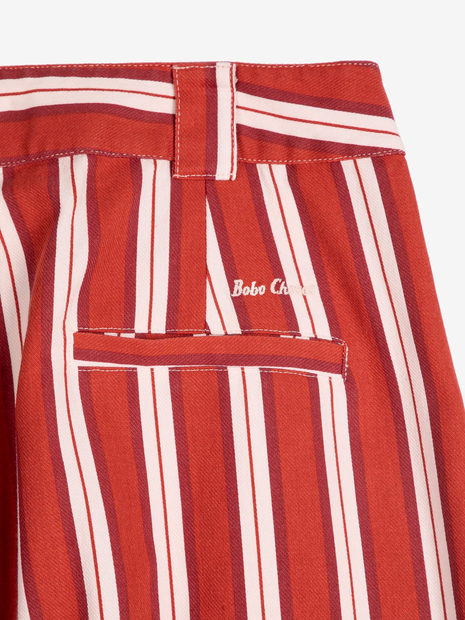 striped twill wide leg pants