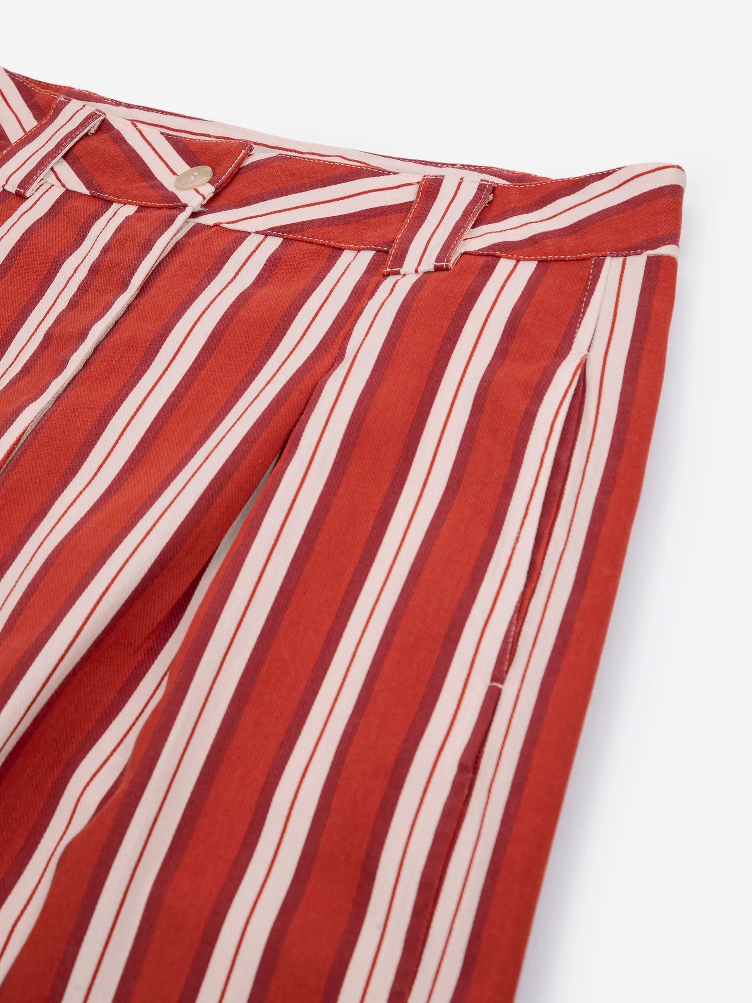 striped twill wide leg pants