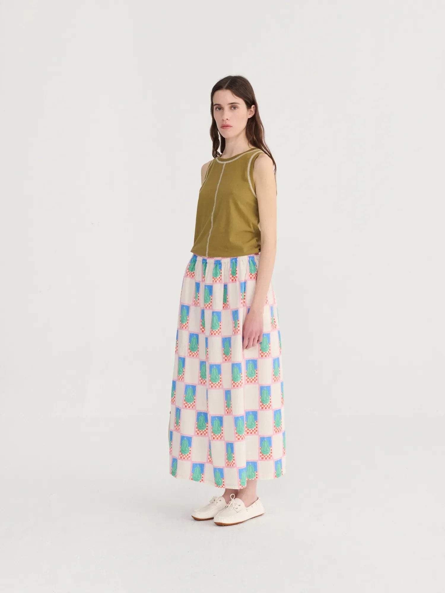 pear pattern evasé skirt