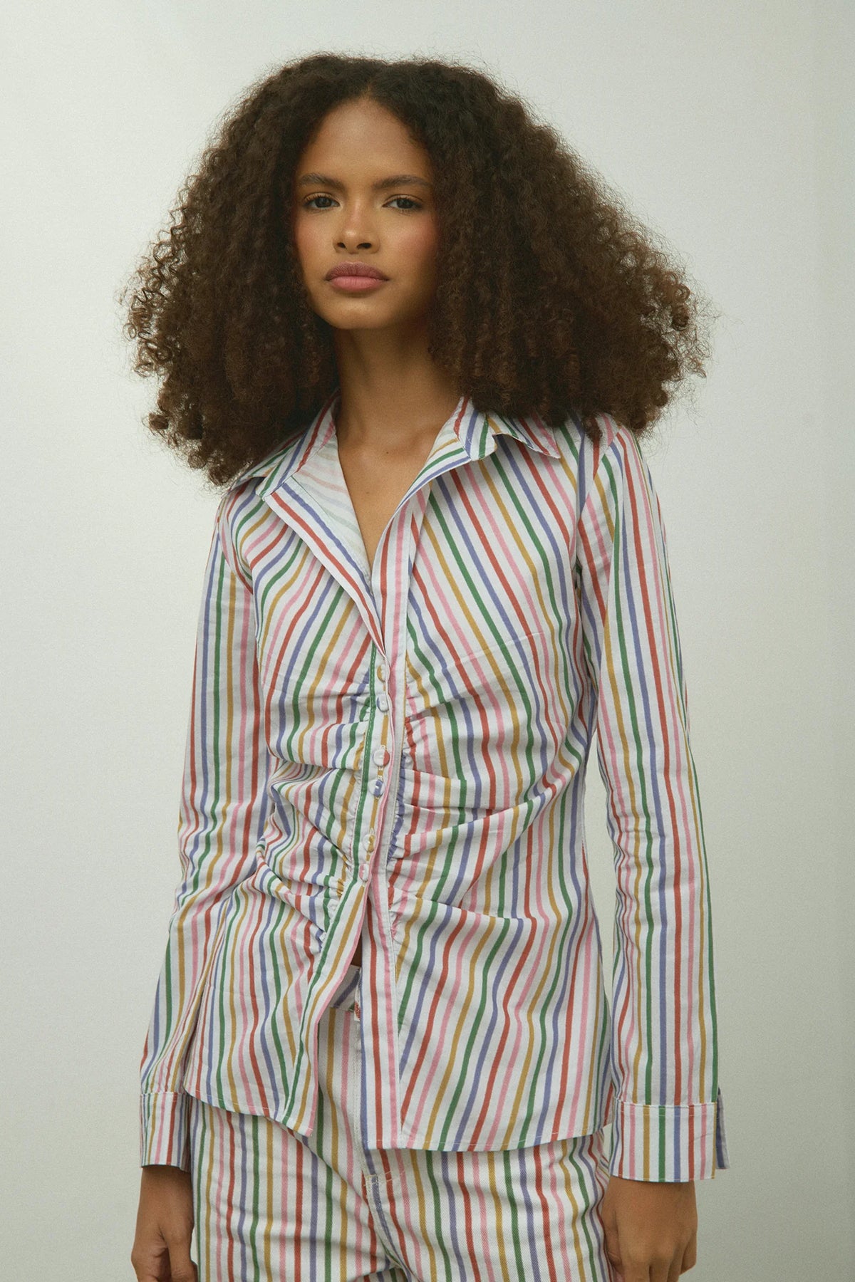 rainbow button-up
