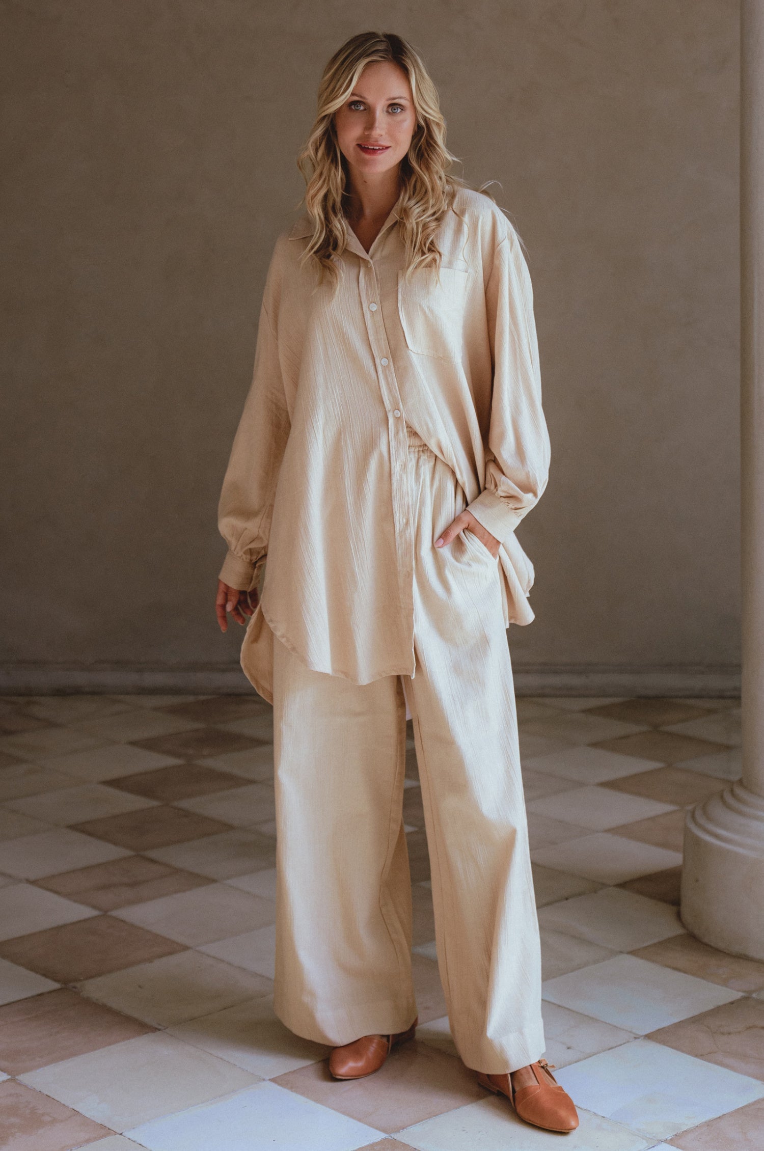 Calin Wide Leg Linen Pants by ELF