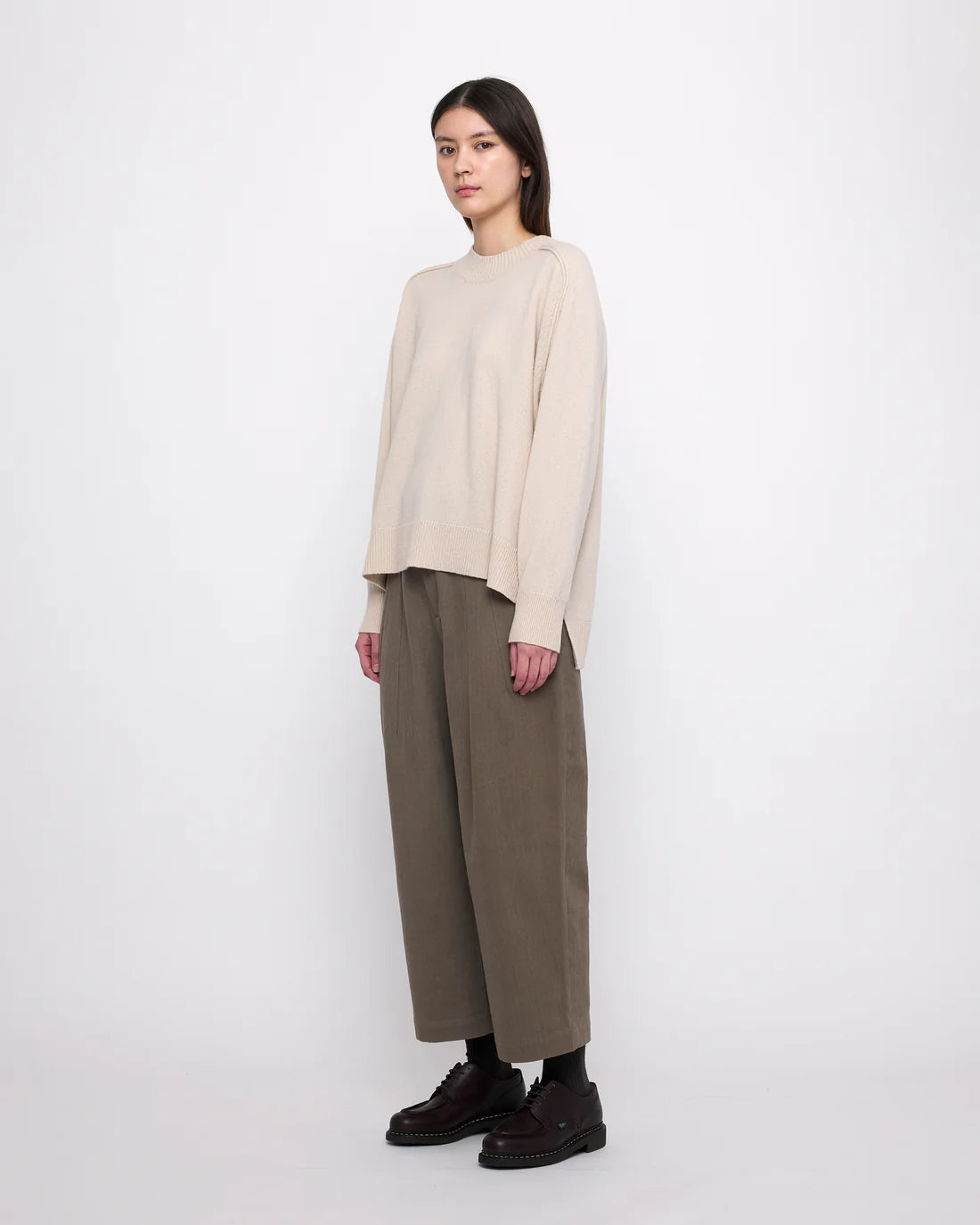 relaxed rolled seam sweater