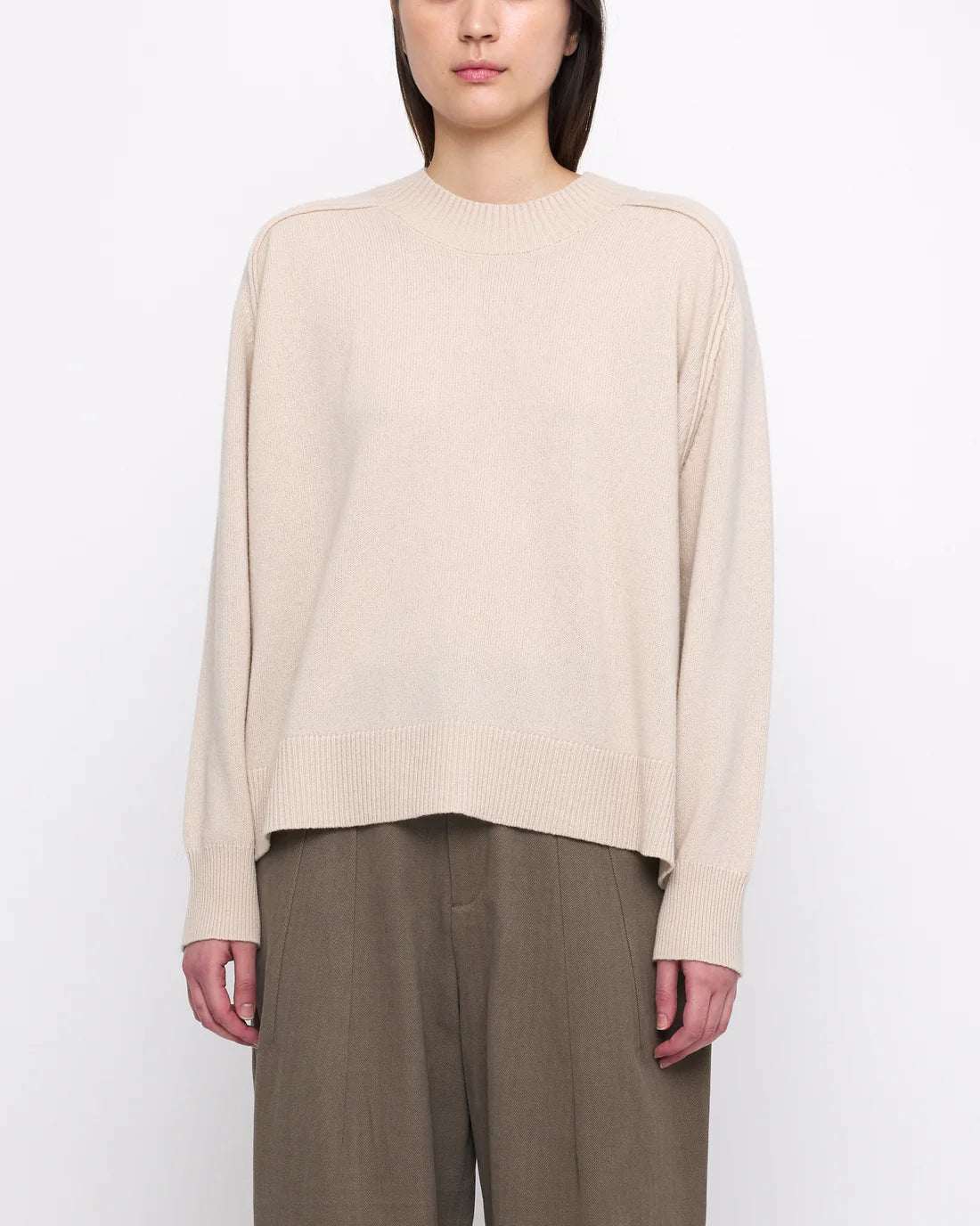 relaxed rolled seam sweater