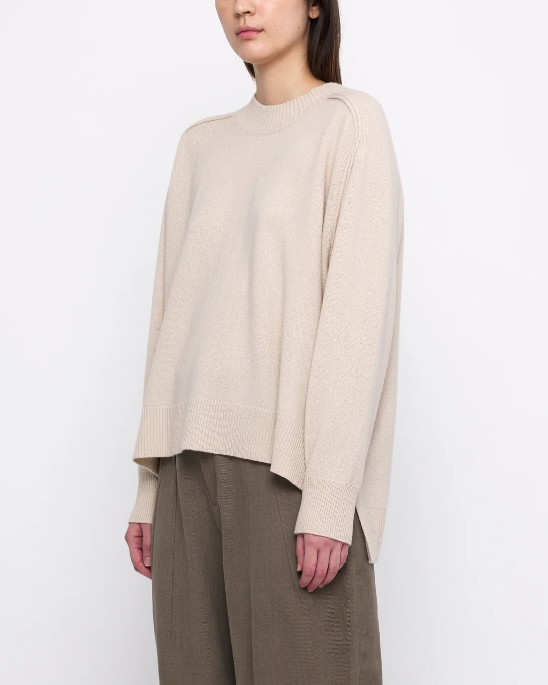 relaxed rolled seam sweater