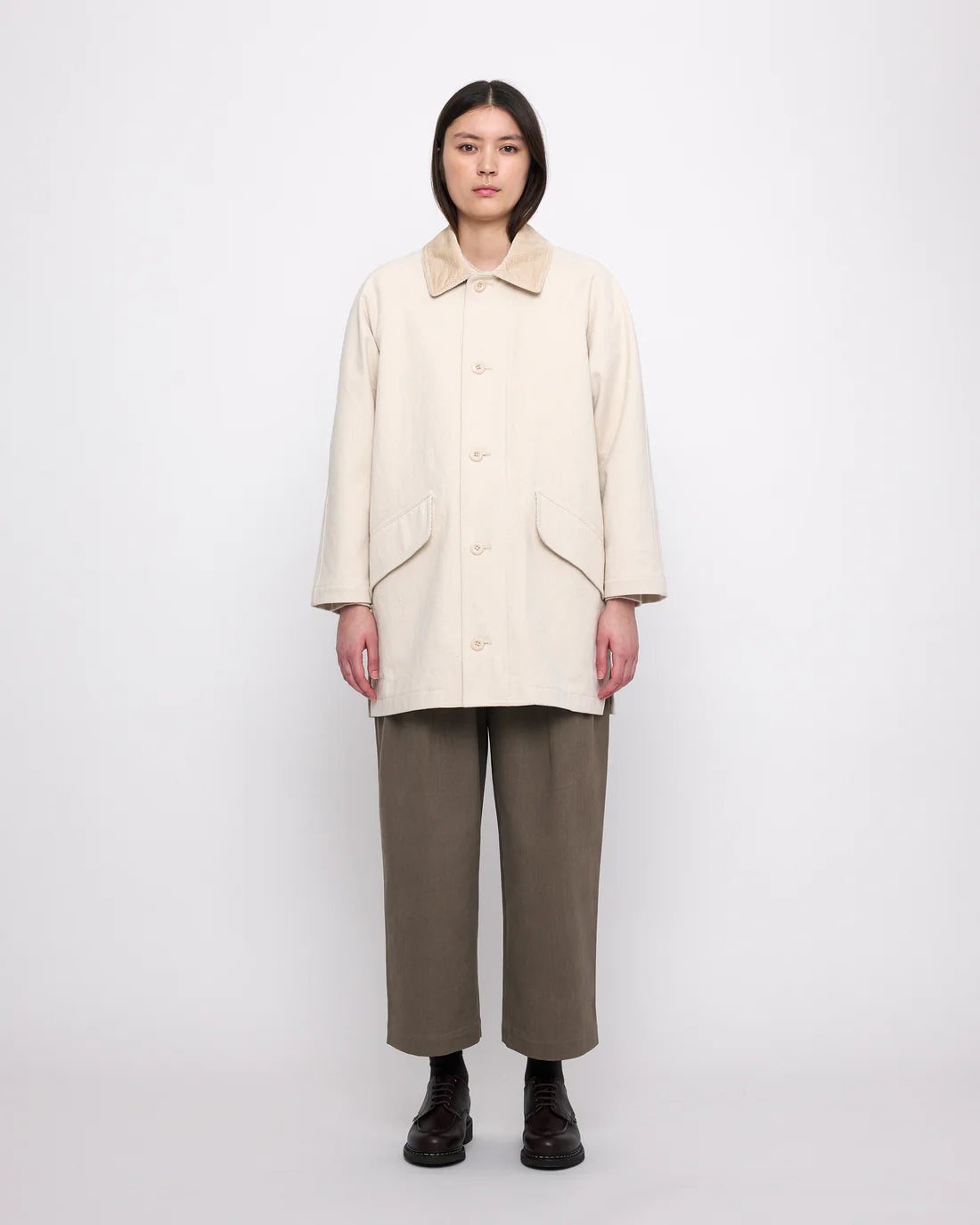 mid-length duster coat