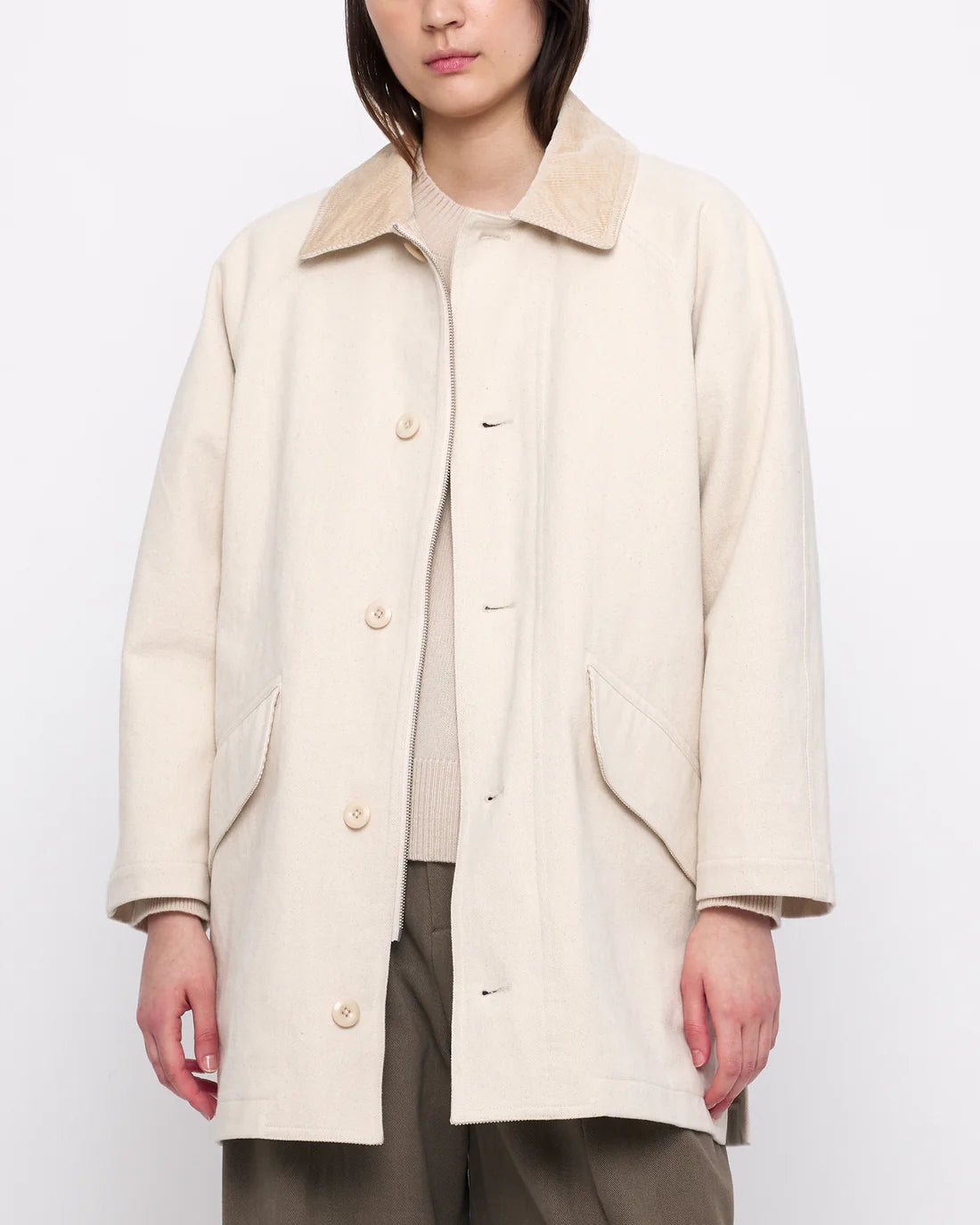 mid-length duster coat